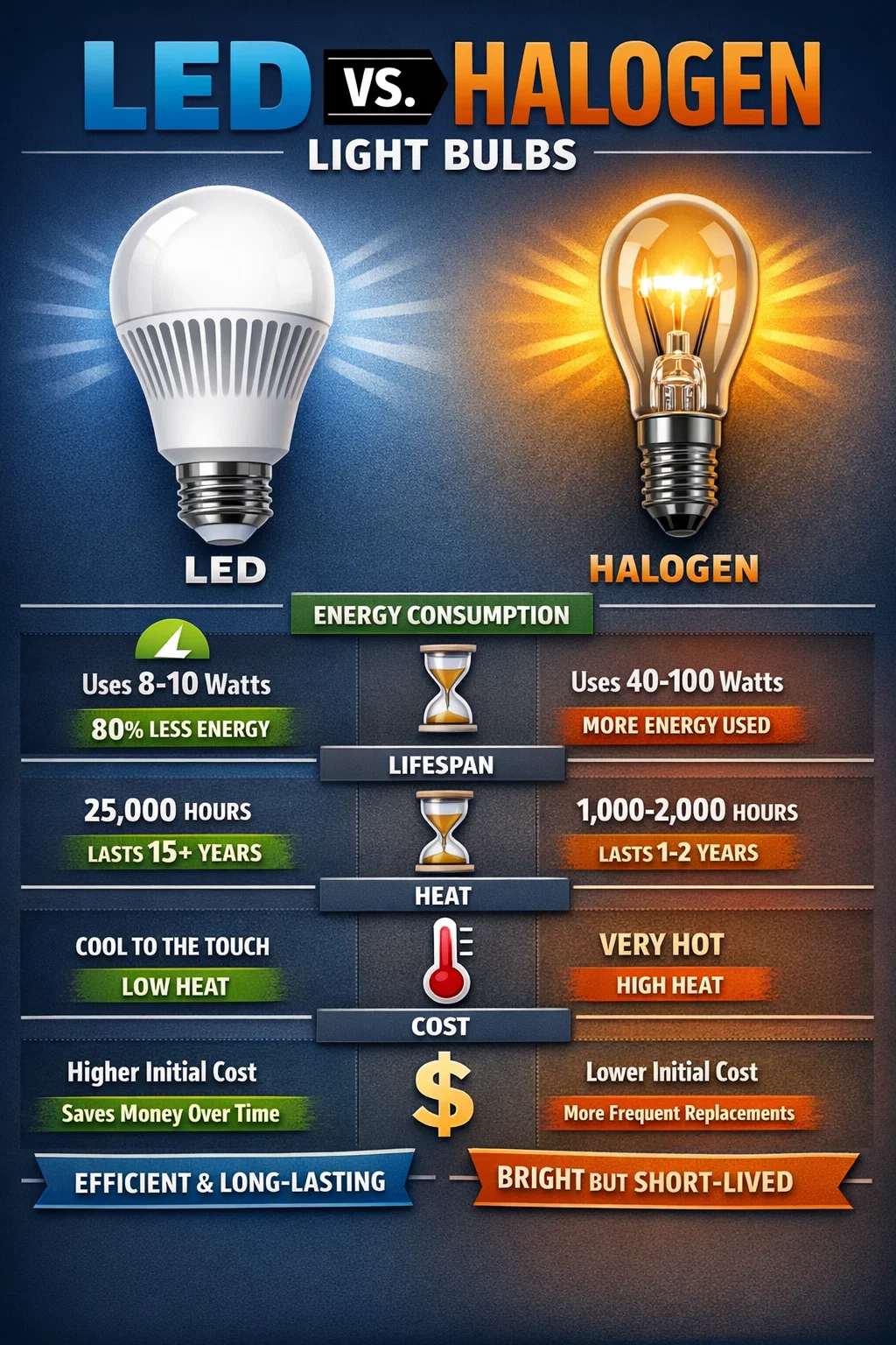 LED vs halogen light bulbs