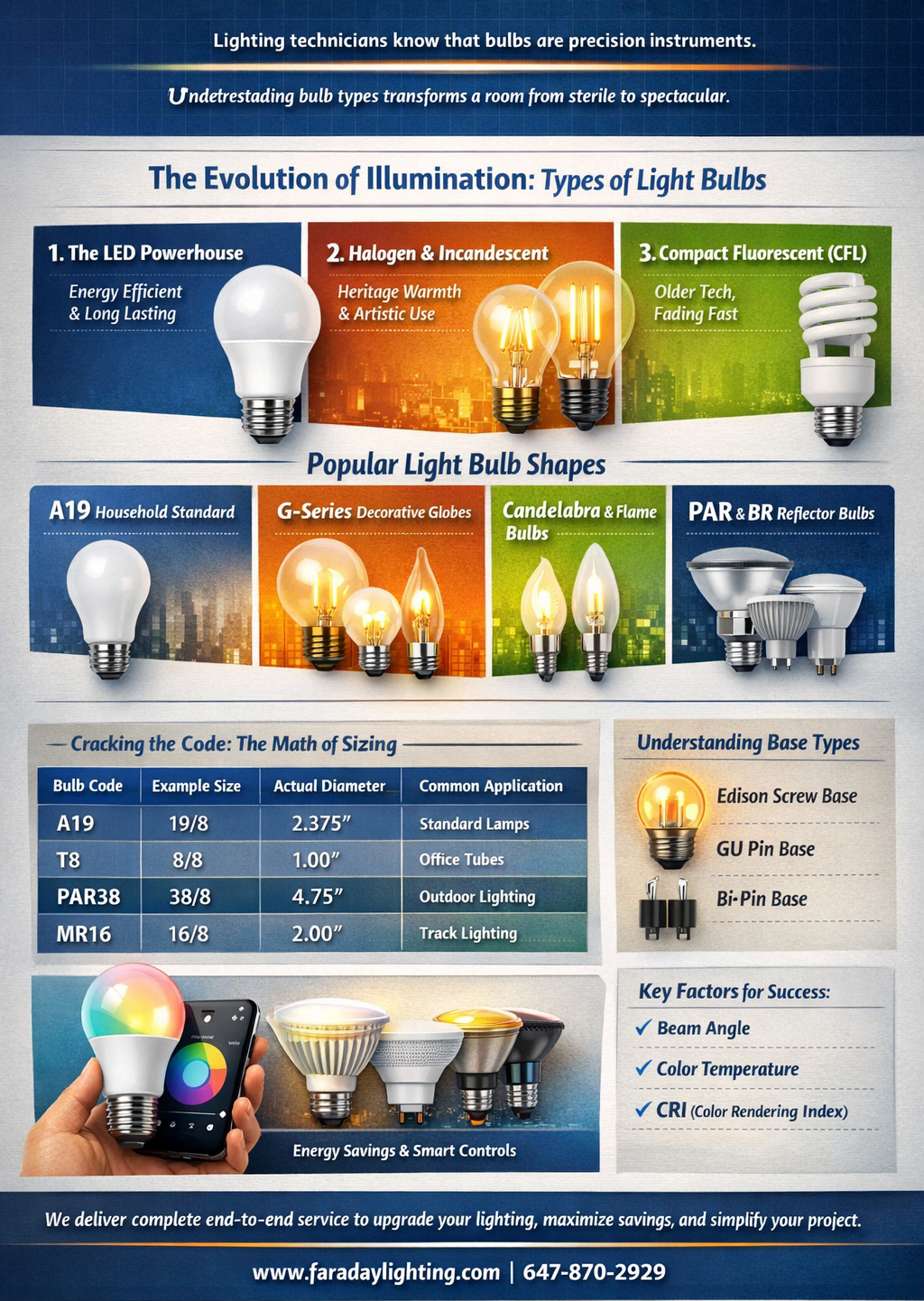 types of light bulbs infographic